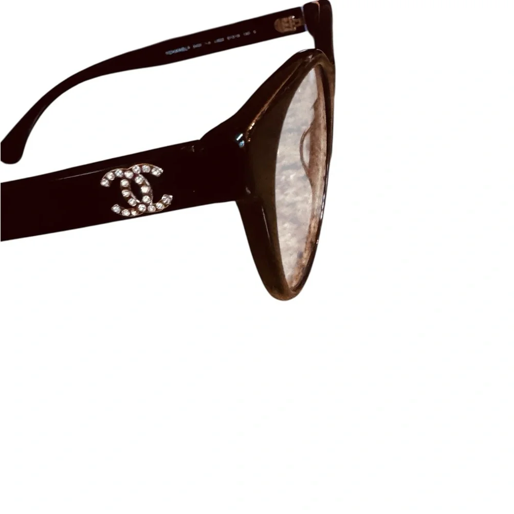 Chanel Black Eyewear Frame eyeglasses, crystal logo
